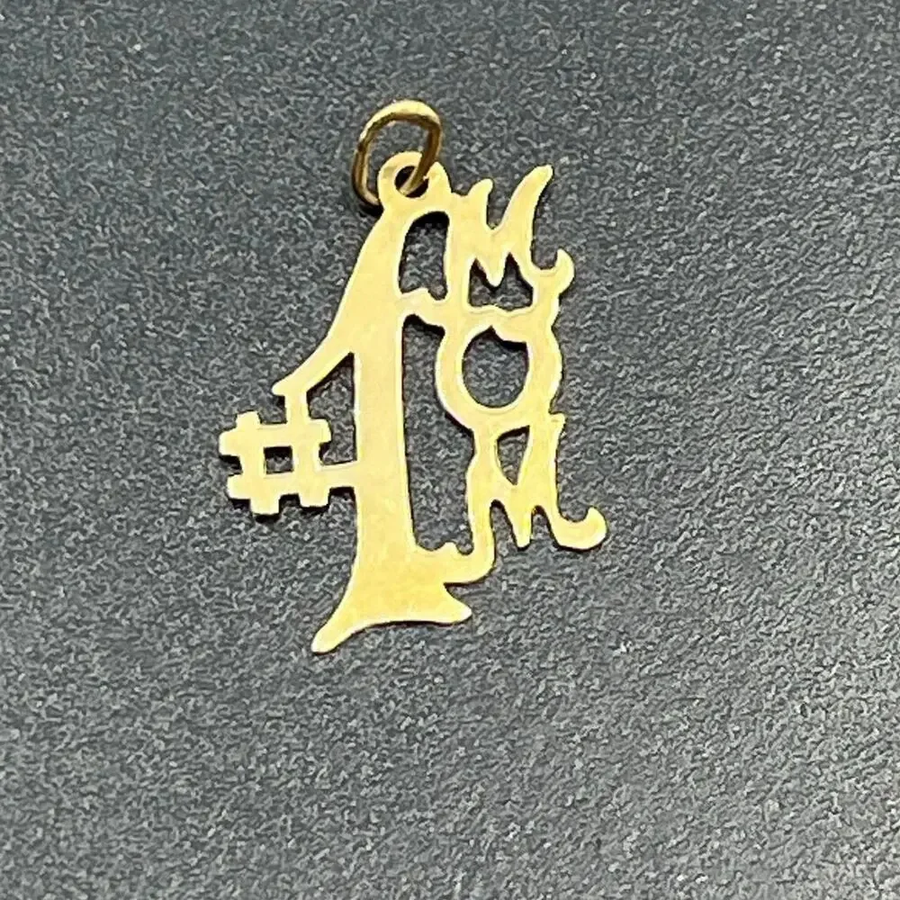 AJ 14K Yellow‎ Gold .45 #1 MOM Vintage Charm Pendant Special Gift